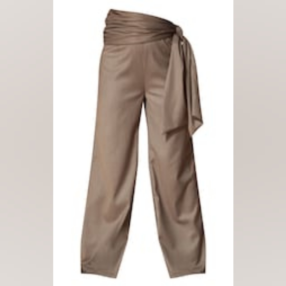 NEW Prettylittlething PTL Label Plus Grey Tie Waist Tailored Straight Leg Pants - Picture 6 of 16